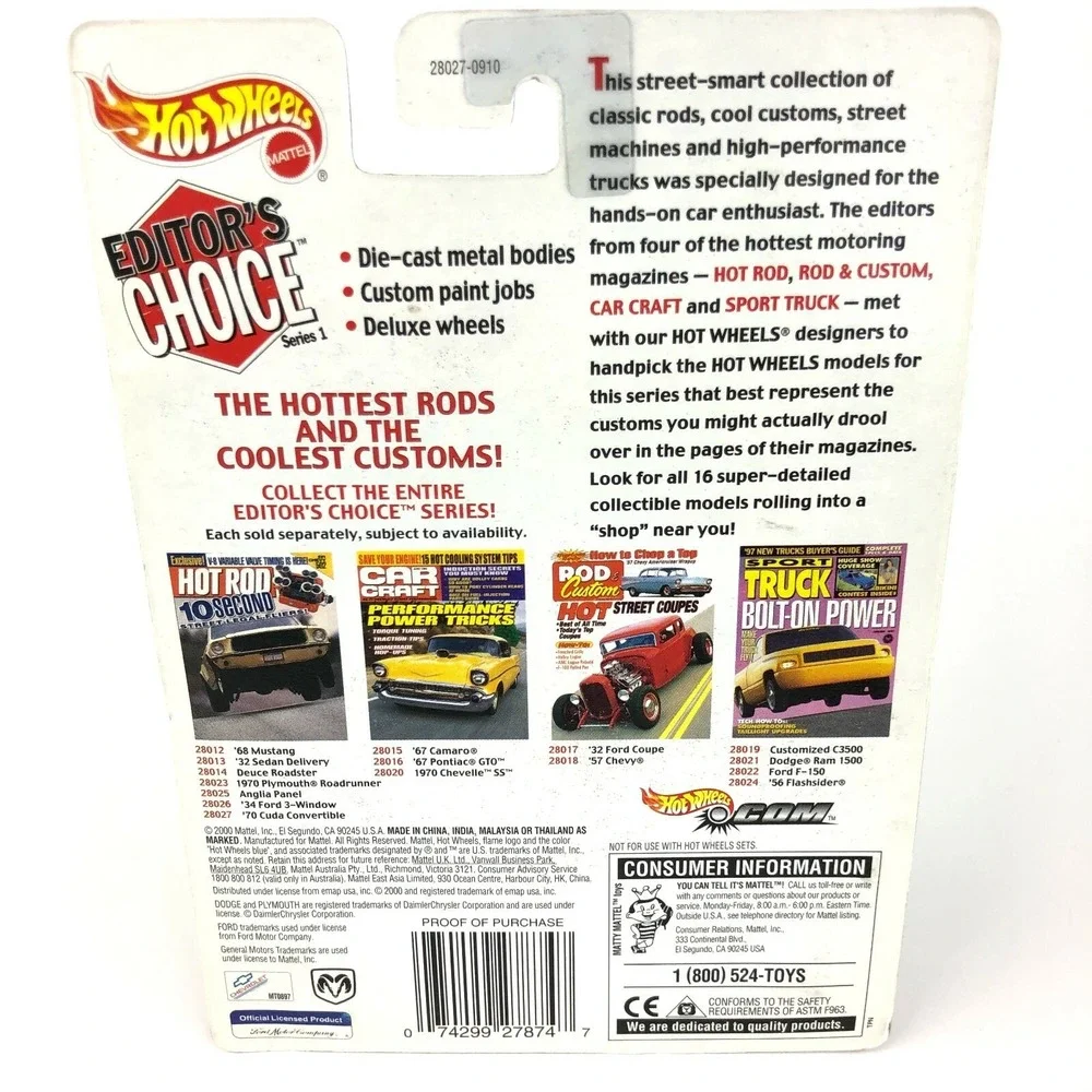 Hot Wheels‎ Editor's Choice 1970 70 Plymouth Hemi Cuda Convertible Die Cast 1/64